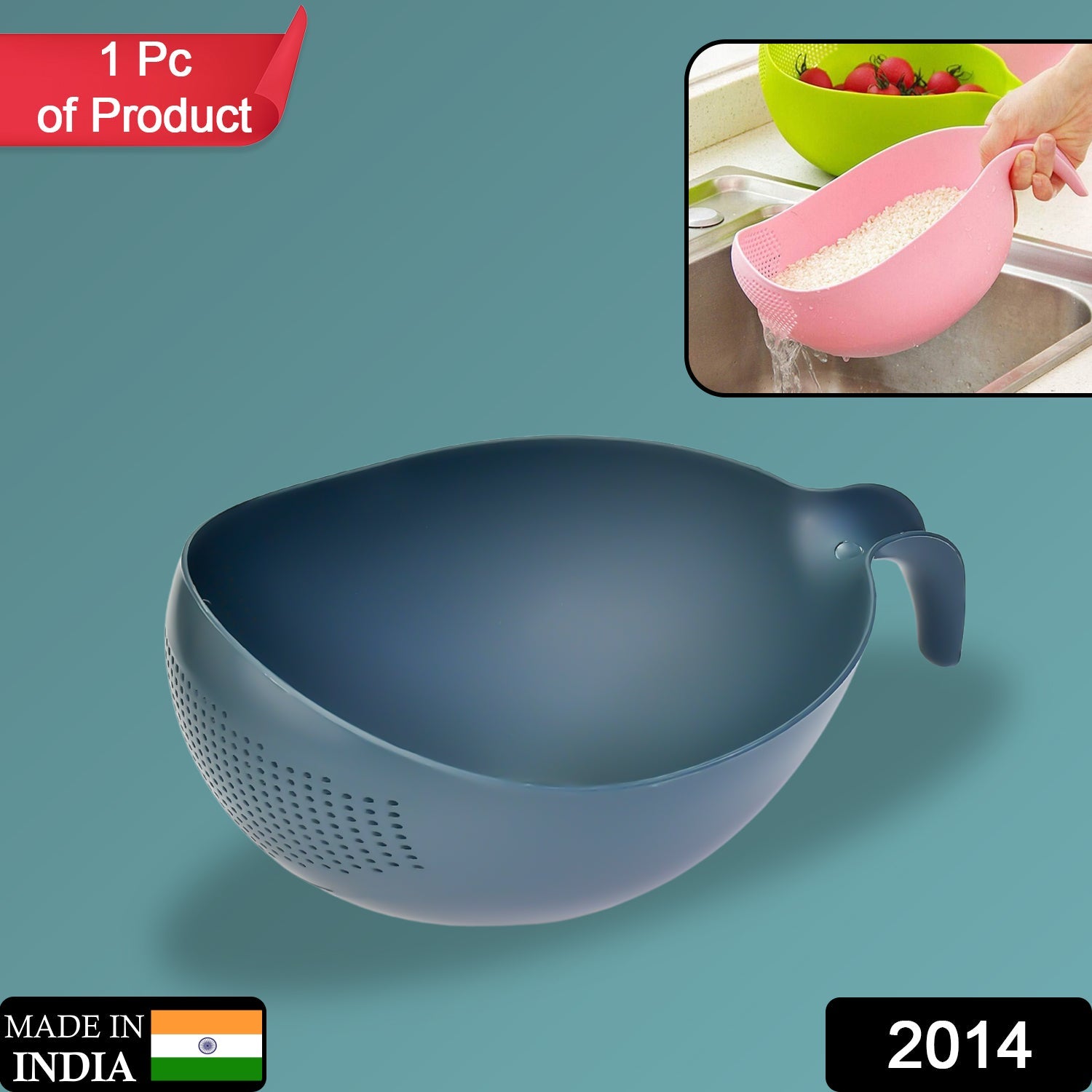 2014 Plastic Rice Bowl/Food Strainer Thick Drain Basket with Handle for Rice, Vegetable & Fruit. (1Pc) DeoDap 2014 Plastic Rice Bowl/Food Strainer Thick Drain Basket with Handle for Rice, Vegetable & Fruit. (1Pc) DeoDap